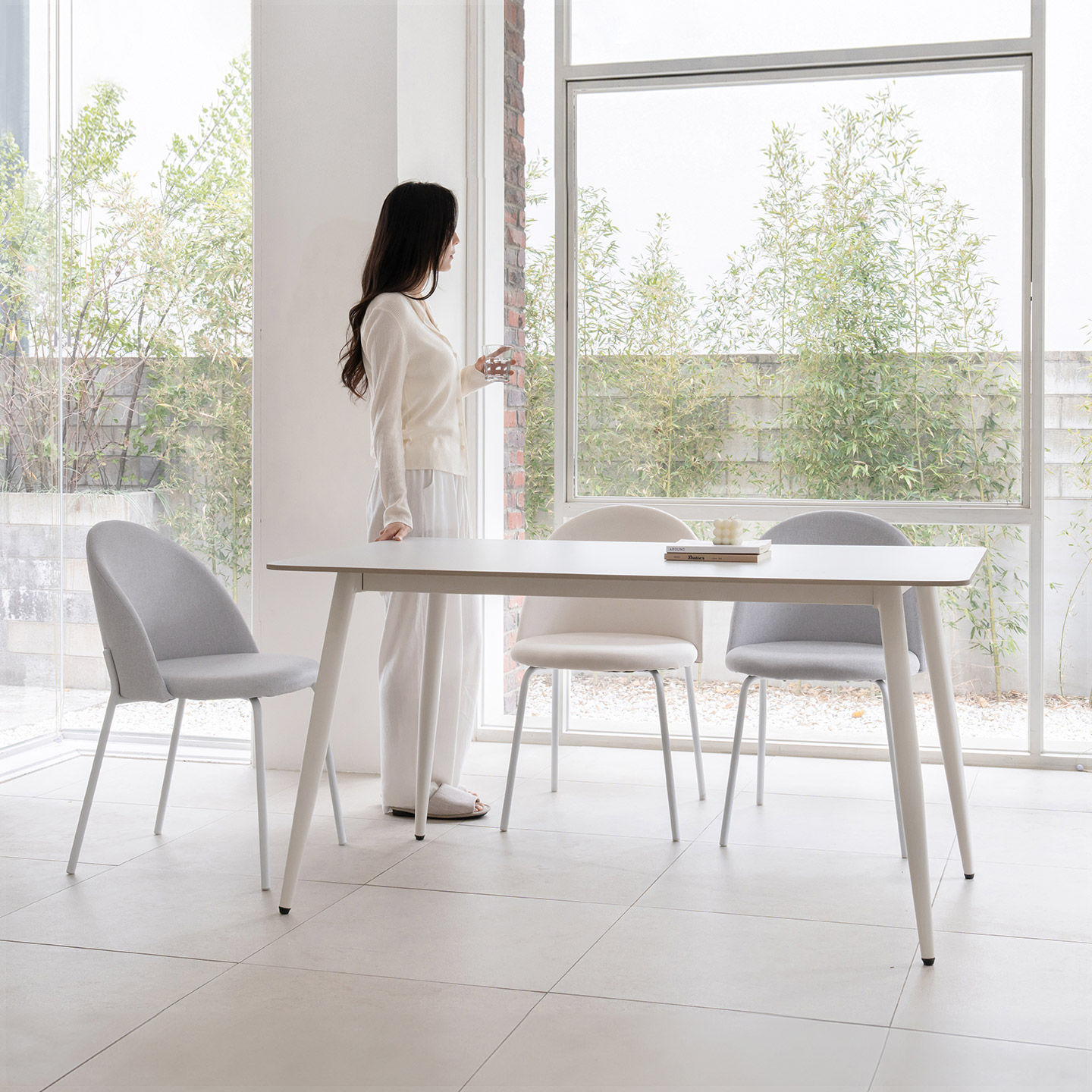 데일리리빙 라움 4인용 포세린 세라믹 식탁 테이블 1400