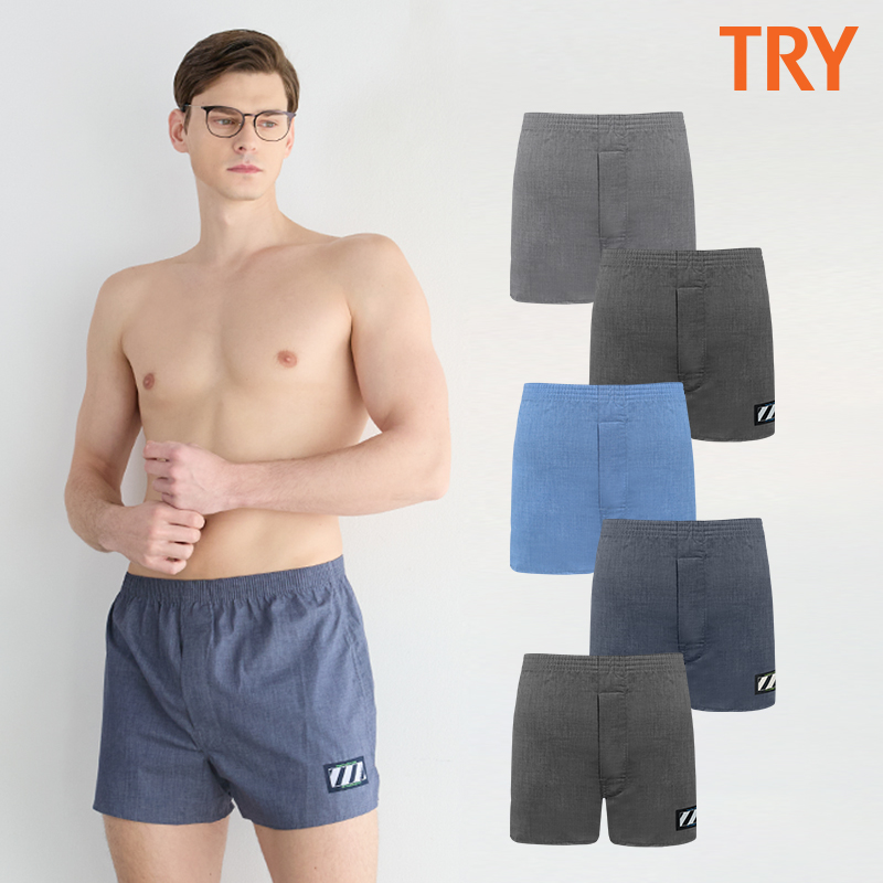 트라이 남성 팬티 45수 컴포트 코튼 사각 트렁크 5종세트