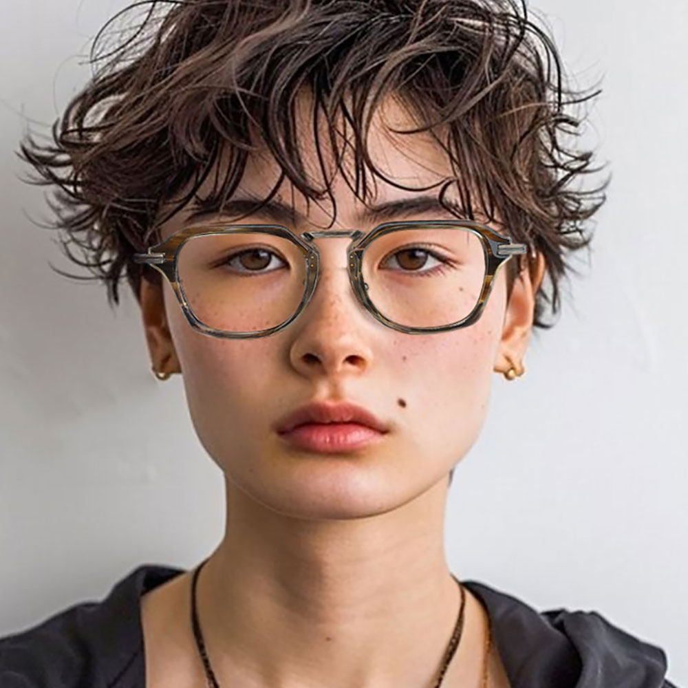 아키하루 9088 티타늄 사각 호피 뿔테 남자 여자 블루라이트차단 시력보호 패션 안경