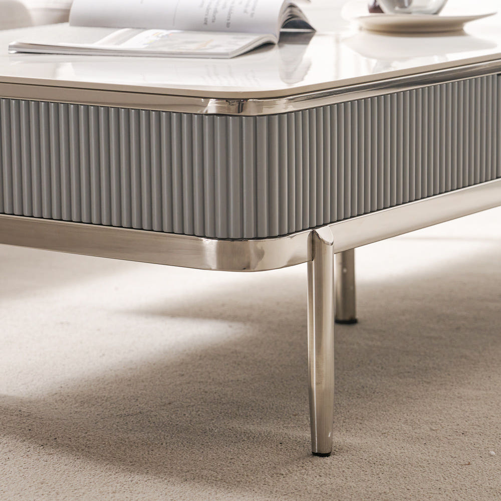 피오코 세라믹 거실 소파 테이블 1200 화이트