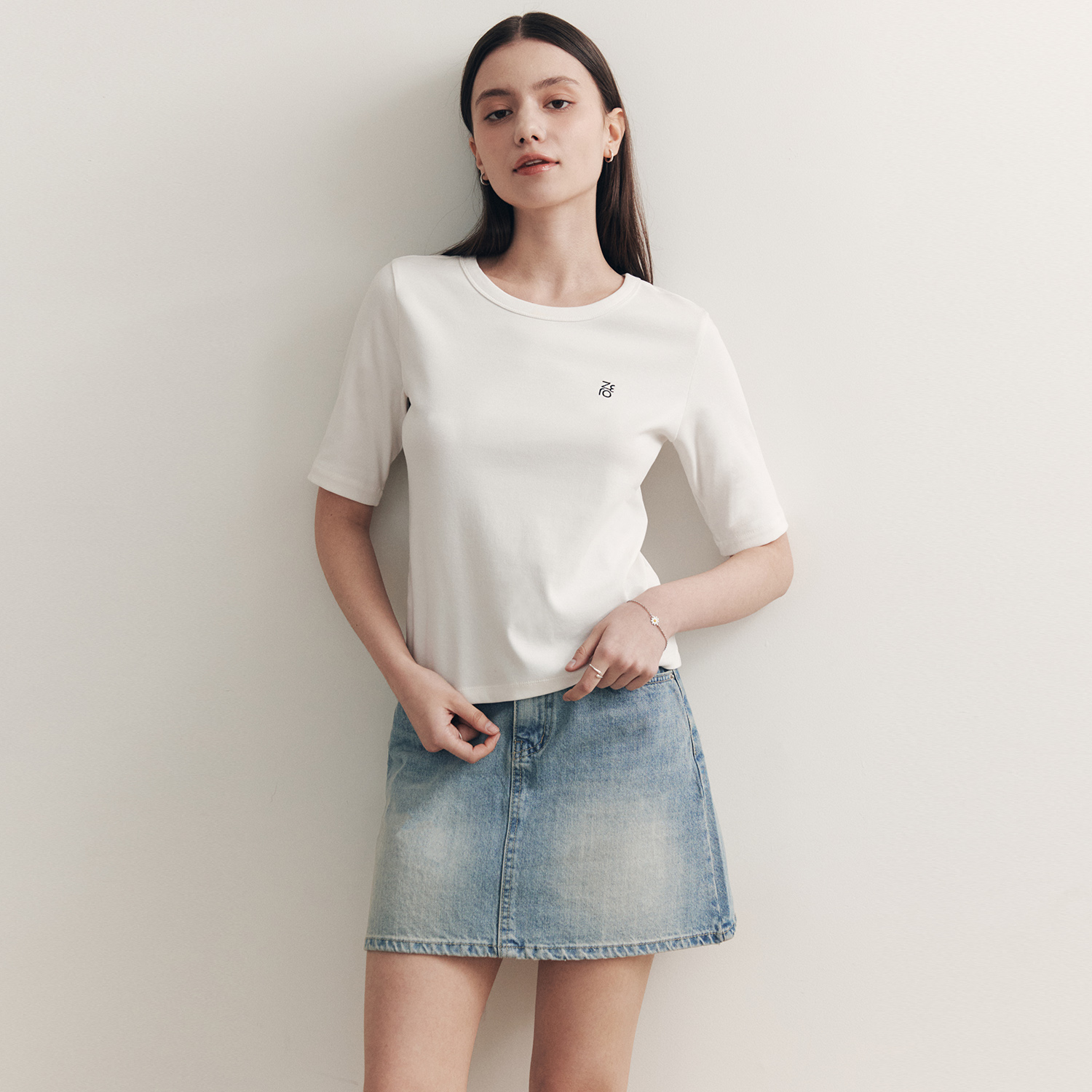 [제로스트릿]베이직 미니 데님 스커트 BASIC MINI DENIM SKIRT / LIGHT INDIGO - 상세 이미지 3