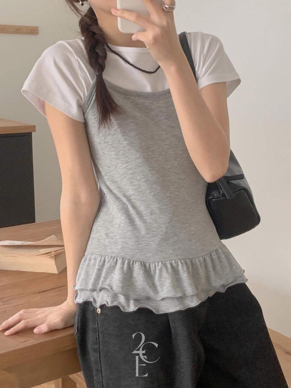 에이드 프릴 레이어드 나시 (3color) 이너 캉캉 레이스 스퀘어 티셔츠 뷔스티에 이미지 8