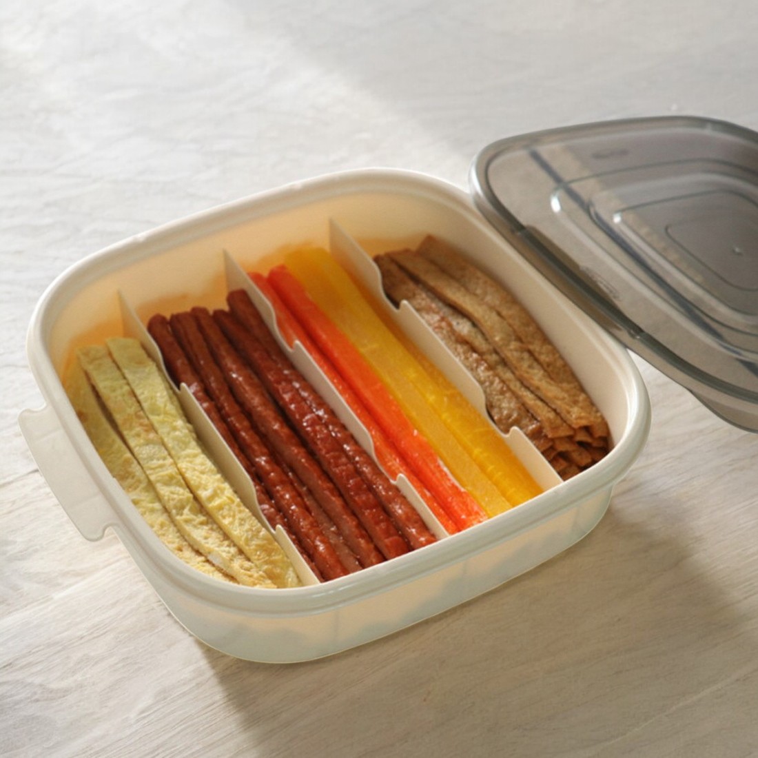 김밥재료보관용기 대파통 김밥케이스 냉장고 칸칸이반찬통 야채 소분통 - 상품 이미지