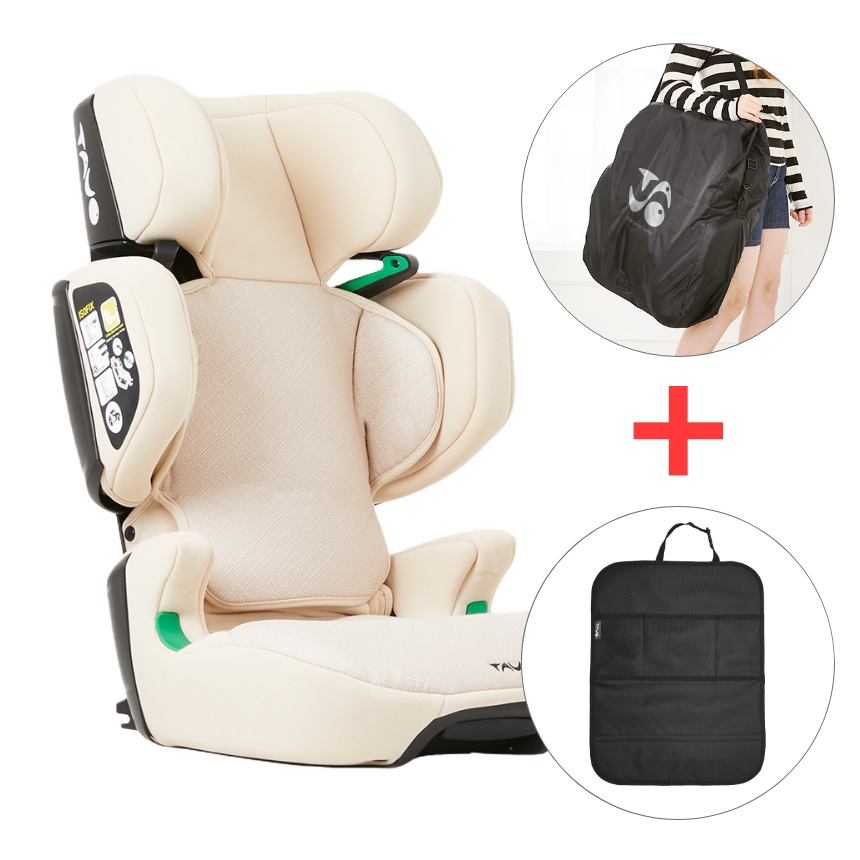 [누비앤타보] 타보 휴대용카시트 아이컴팩트 아이사이즈 유럽검증 세컨카용 카시트 베이지+보관가방+킥매트