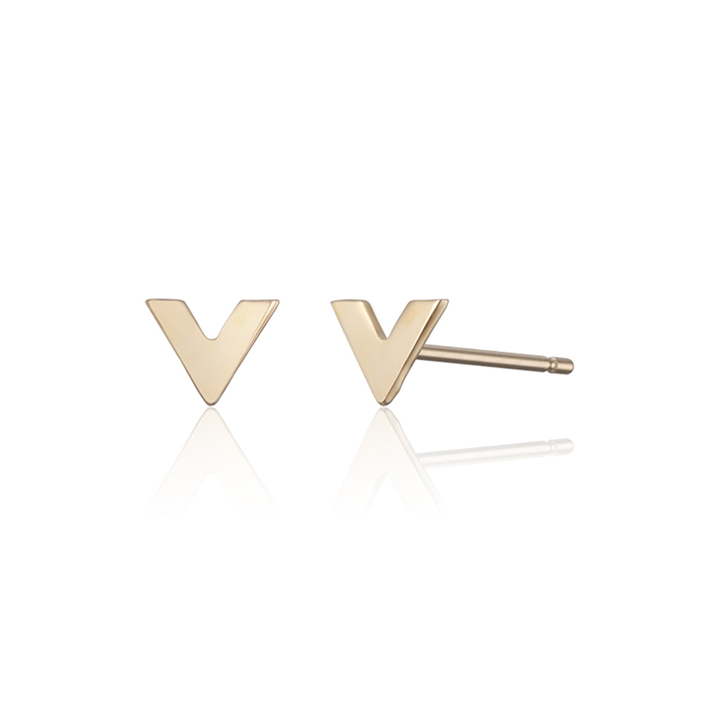 10k 로에 플랫 브이 귀걸이
