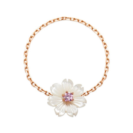 [비앤비골드] 18K 블루메 투어마린 코스모스 자개 체인 반지 MNR41038