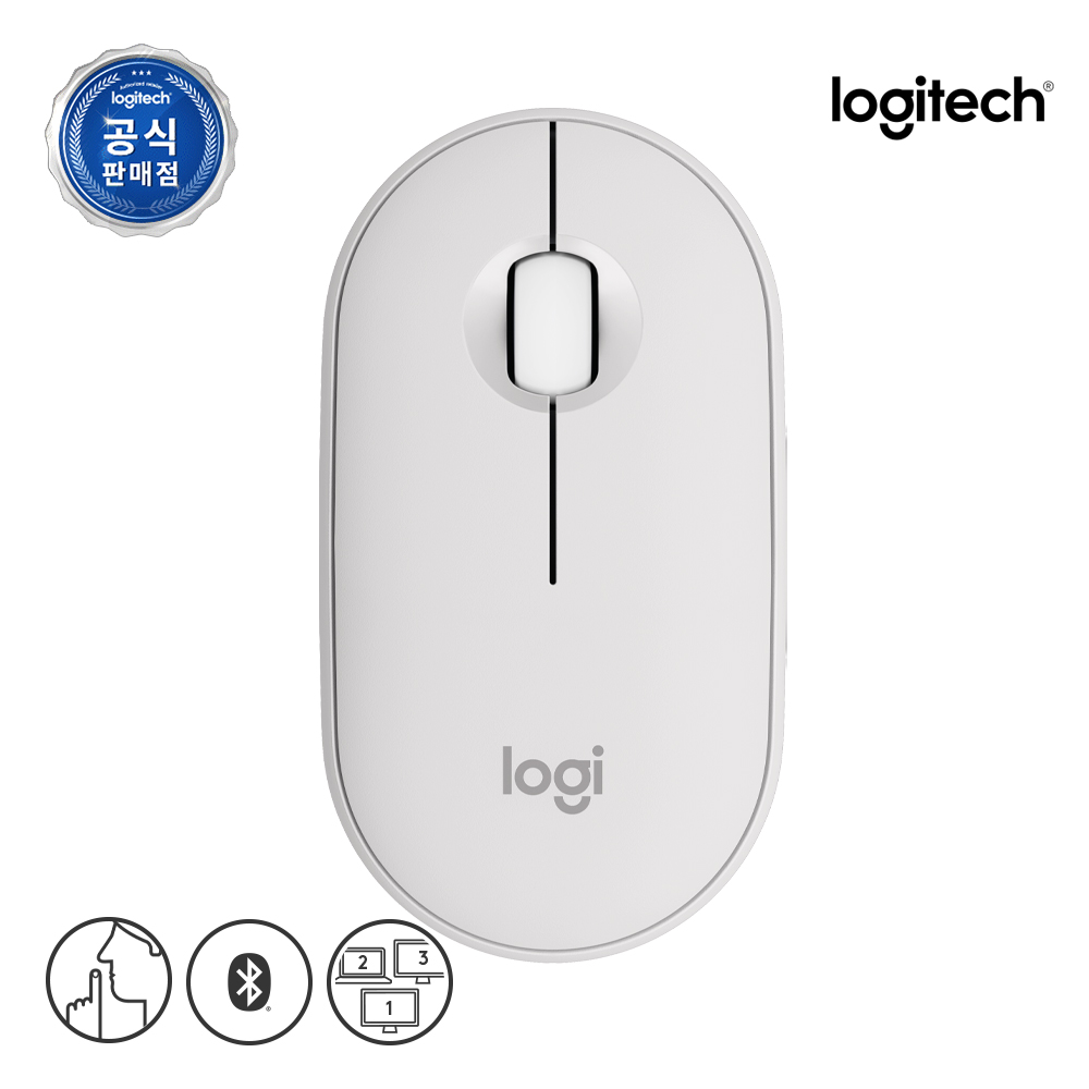 로지텍 코리아 Pebble2 M350S 페블 블루투스 무선 마우스 도브 화이트 제품 이미지
