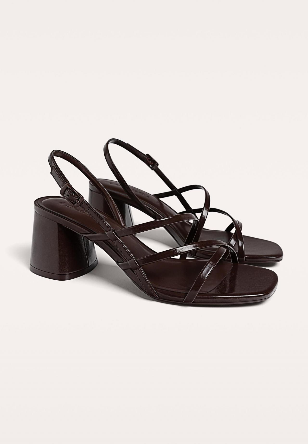 스트라디바리우스 트렌디 스트랩 블록힐 샌들 9211/570 BROWN - 상세 이미지 5