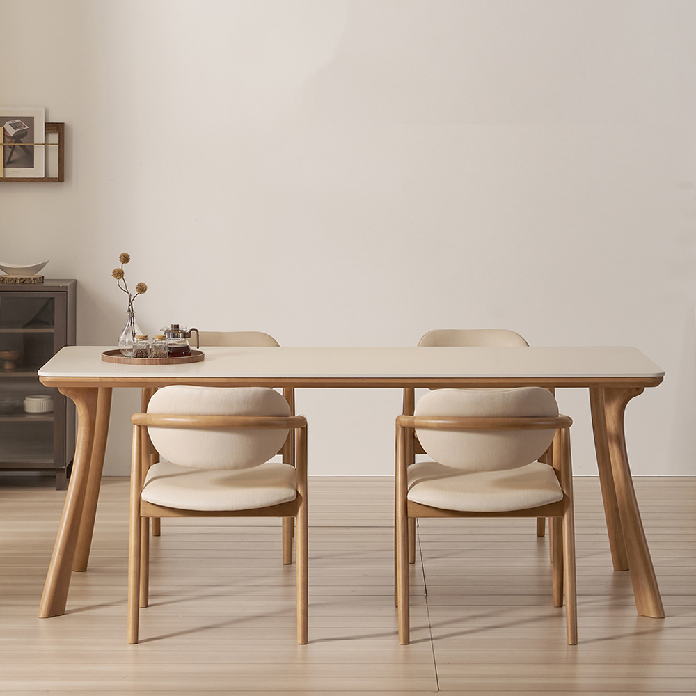 하모니 6인용 원목 포세린 세라믹 식탁 세트 식탁+의자4, 2000mm, 쿠키