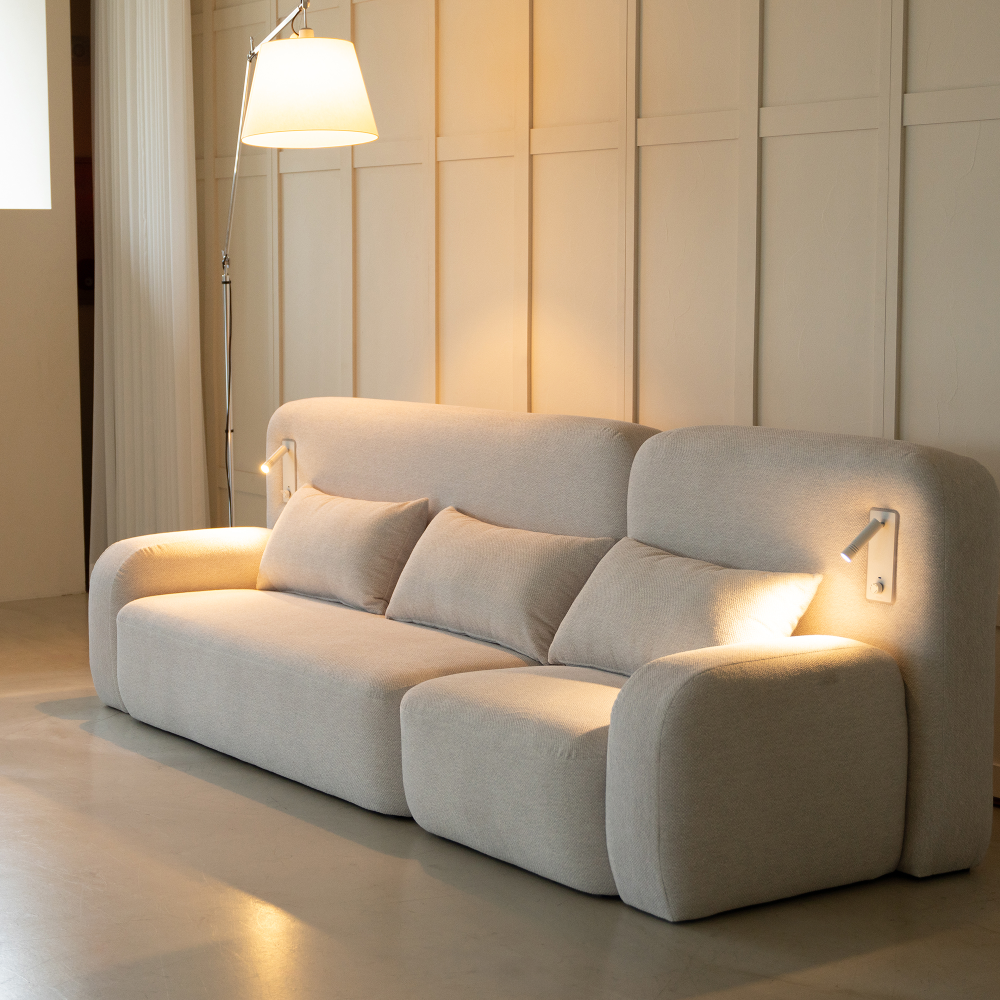 무드 라운드 조명 기능성 패브릭 소파