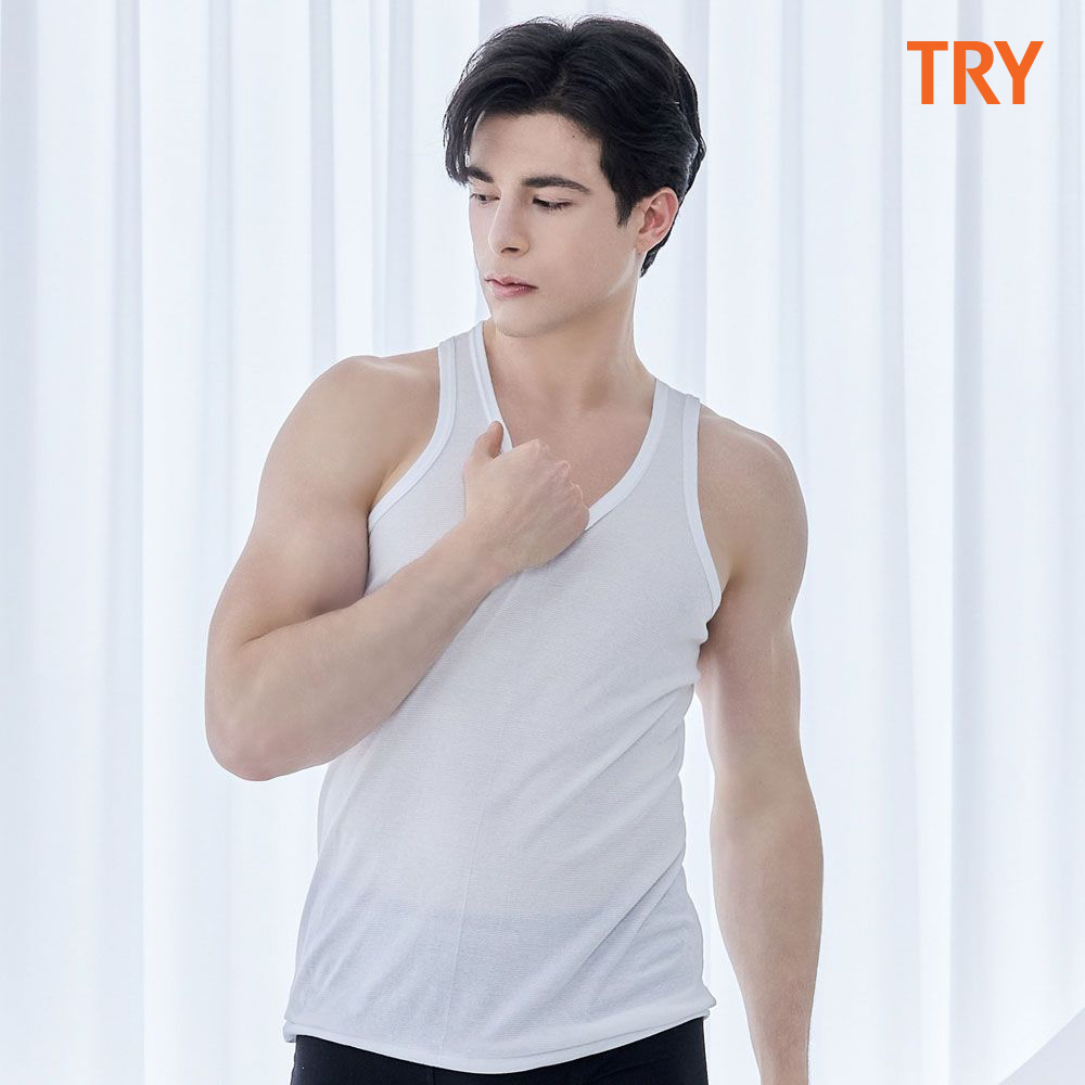 트라이 남성 런닝 쿨 드라이 스포츠 이너 민소매 4매 세트