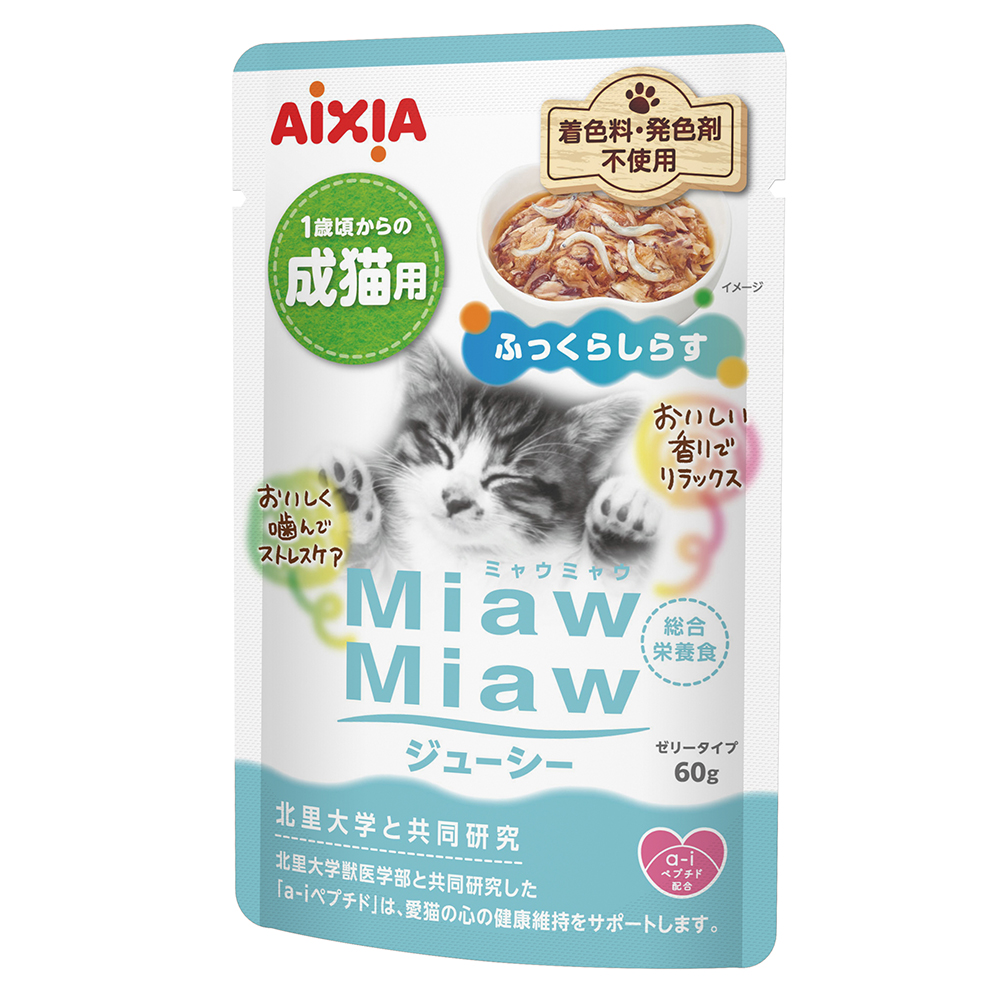 아이시아 먀우먀우 쥬시 파우치 고양이 습식 오동통 치어, 60g, 1개 - 메인 이미지