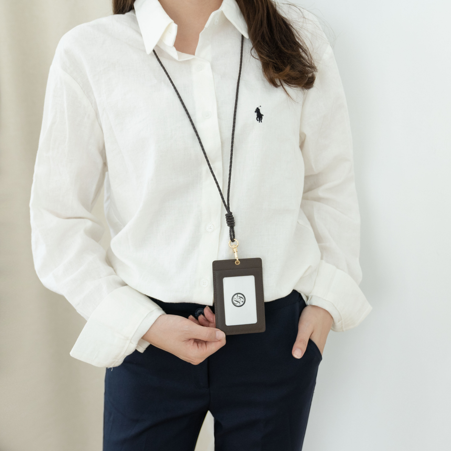 수제 목걸이 지갑 명품가죽 이니셜각인 케이스 ID 사원증 출입증 학생 교통 버스 카드홀더