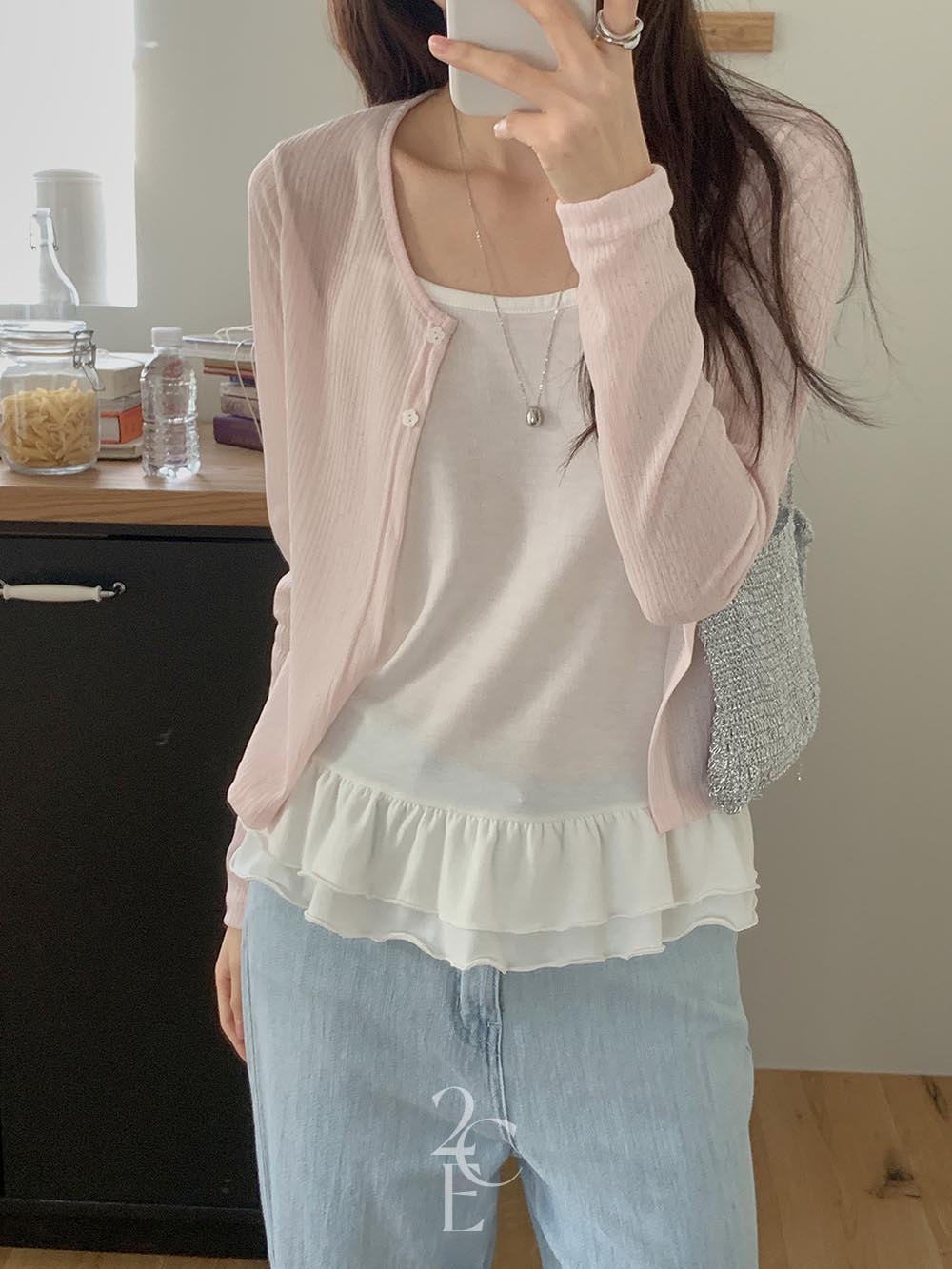 레이지 살안타 슬림 시스루 가디건 (3color) 여름 썸머 긴팔 얇은 오픈 볼레로 - 상세 이미지 2