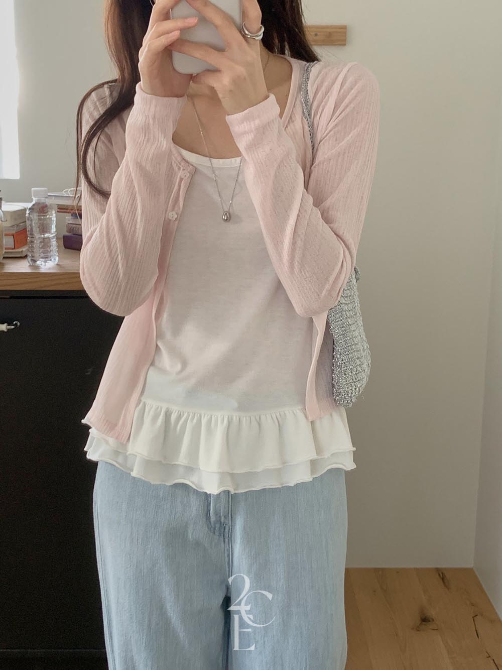 에이드 프릴 레이어드 나시 (3color) 이너 캉캉 레이스 스퀘어 티셔츠 뷔스티에 - 상세 이미지 2