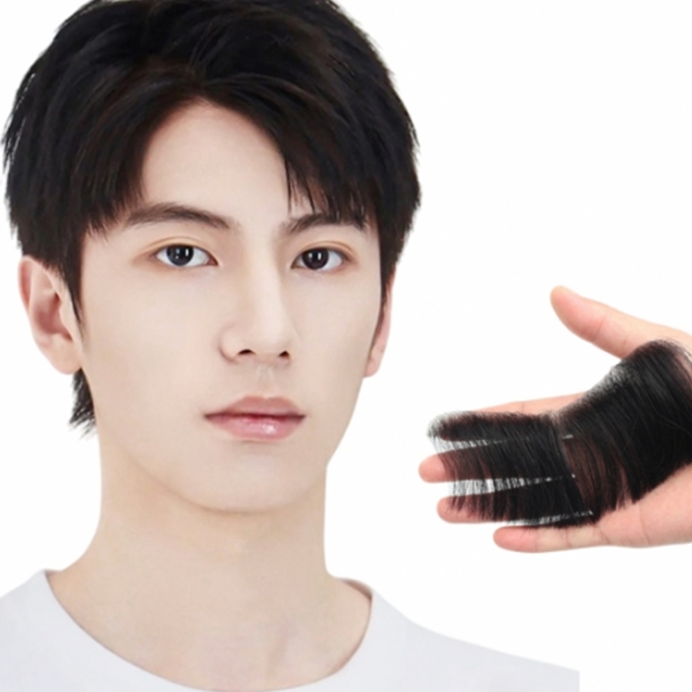 붙이는 남자앞머리가발 M자 부분가발 짧은 인모 붙임머리 - 상품 이미지