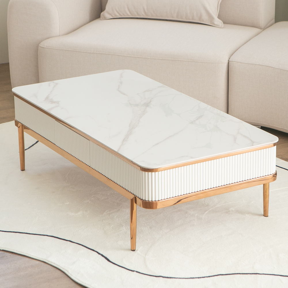 피오코 세라믹 거실 소파 테이블 1200 화이트