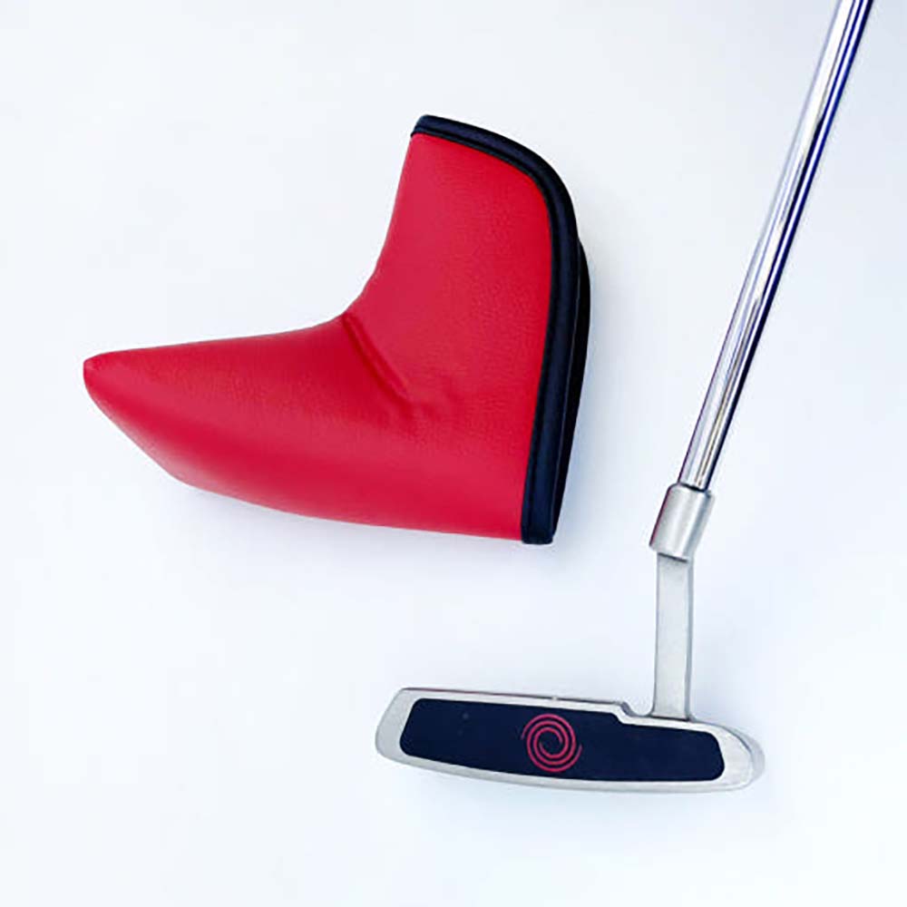 피스탑 일자형 극세사 퍼터 골프채 헤드 커버 심플 레드 - 상품 이미지