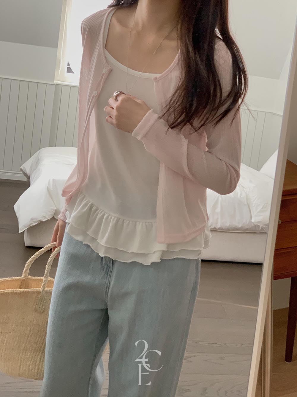레이지 살안타 슬림 시스루 가디건 (3color) 여름 썸머 긴팔 얇은 오픈 볼레로 이미지 7