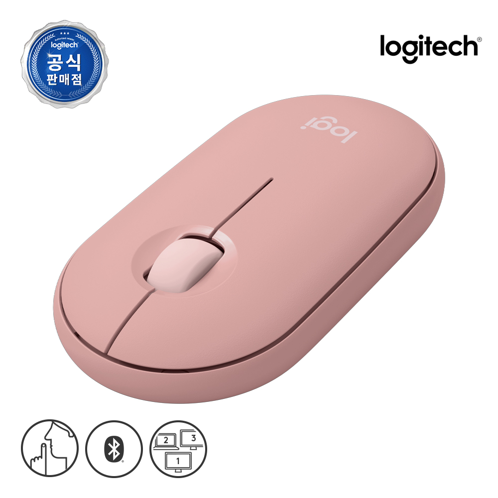 로지텍 코리아 Pebble2 M350S 페블 블루투스 무선 마우스 더스티 로즈 이미지 2