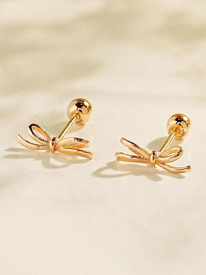 14K 엔젤 리본 피어싱 귀걸이