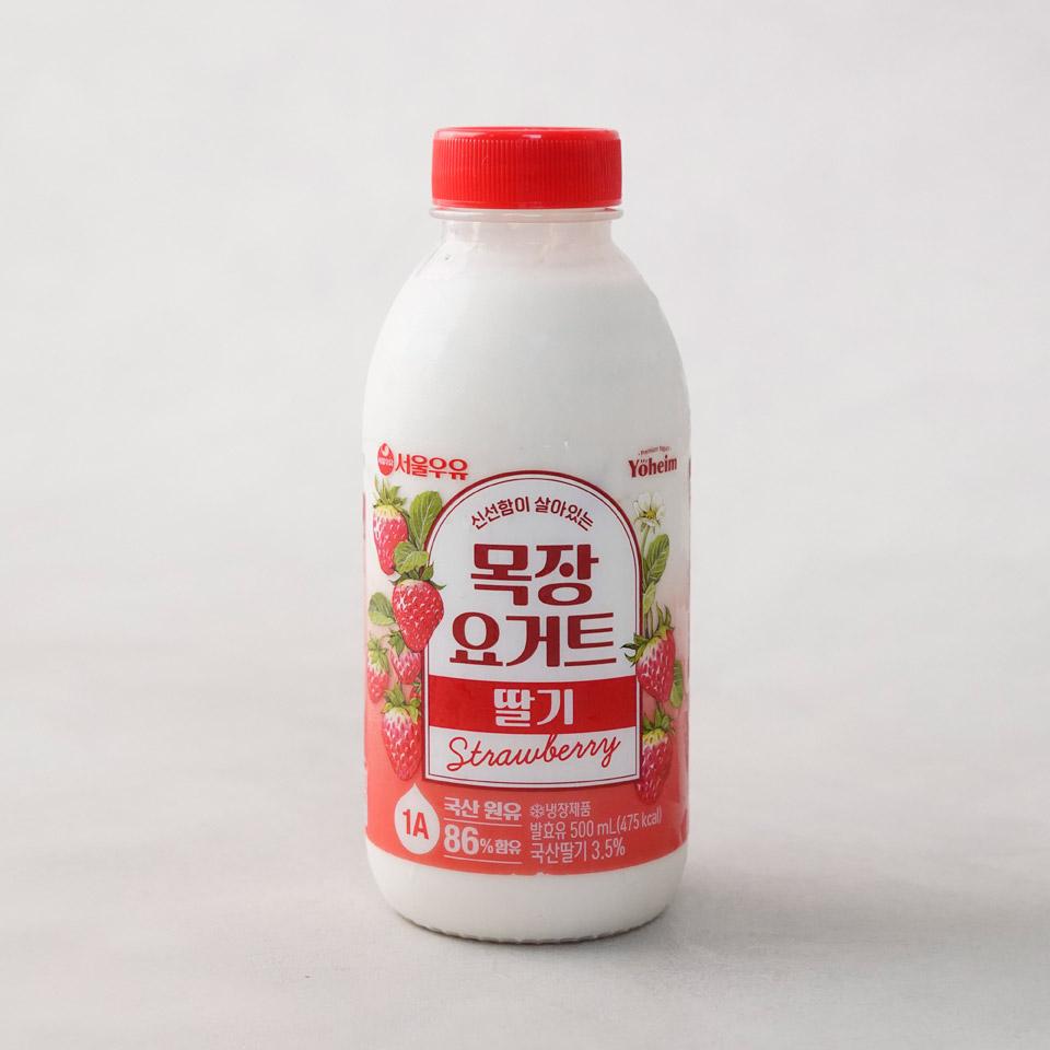 메가마트 서울우유 목장의 신선함 딸기 요구르트 500ml - 메인 이미지