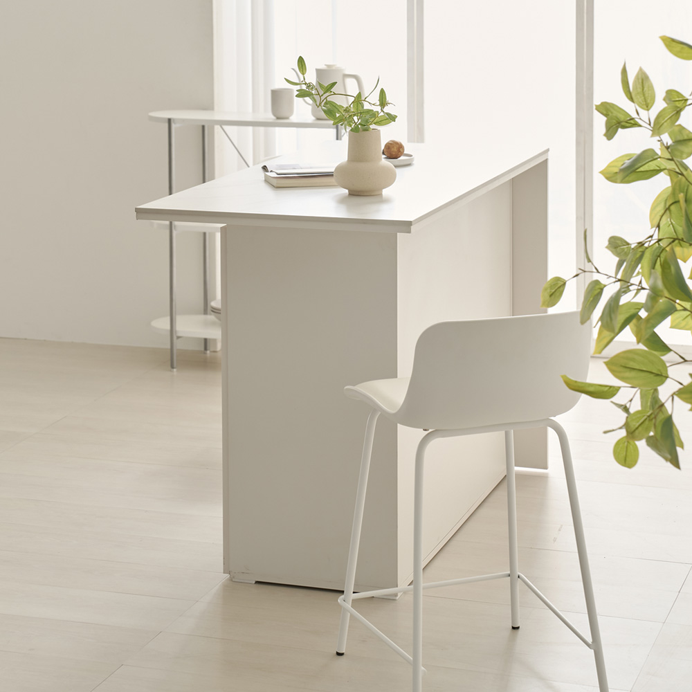 오르세 세라믹 아일랜드식탁 하이 테이블 주방 맘마존 보조 조리대 홈바 1200mm, 화이트(ㄱ자형)