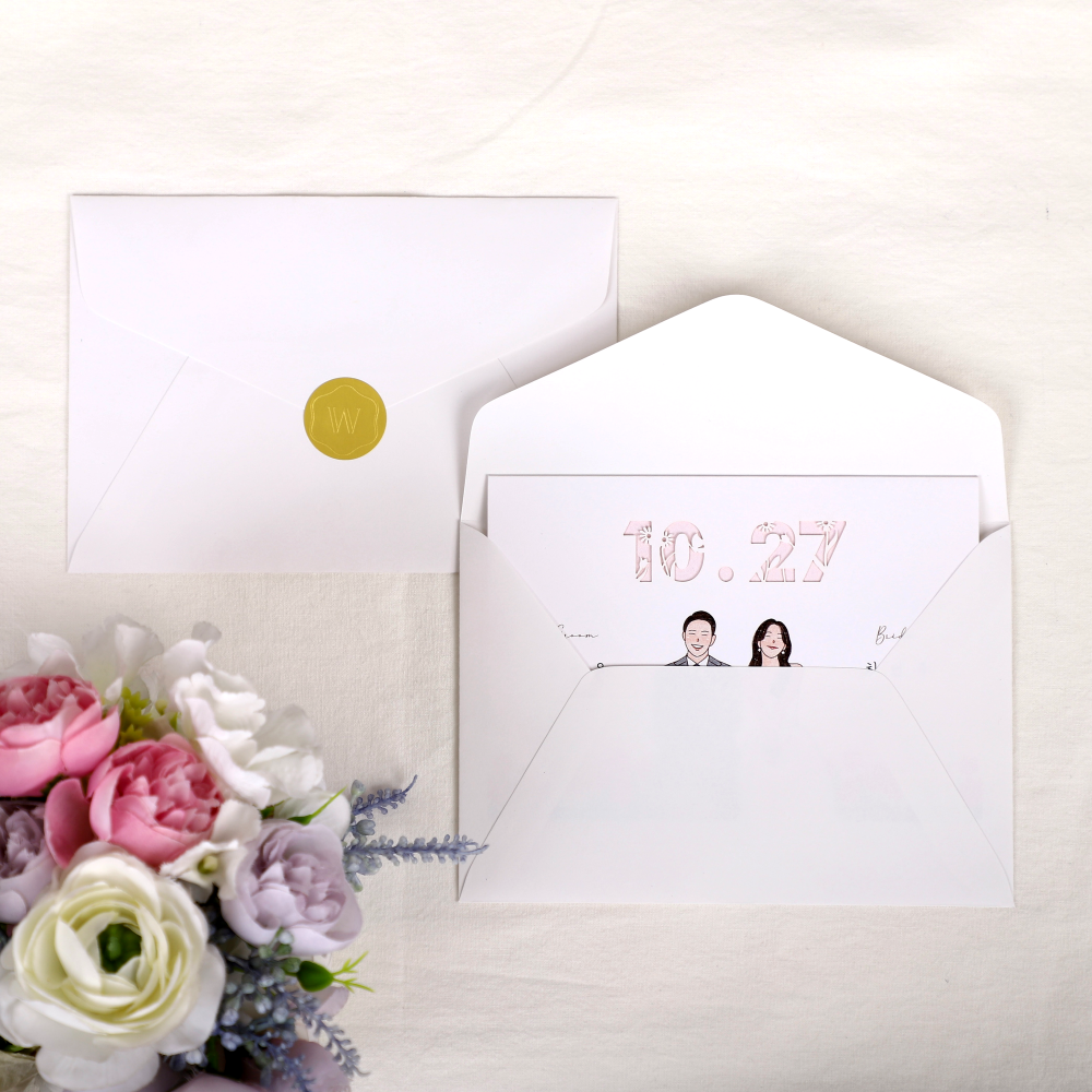 [자체 제작] 165x115mm 사각 청첩장 초대장 웨딩 축하 엽서 감사 봉투 50p 제품 이미지