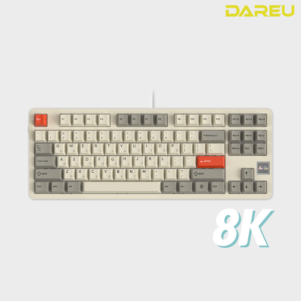 다얼유 A87 PRO 8K 유선 기계식 게이밍 키보드 레트로베이지, 저소음 머스타드축