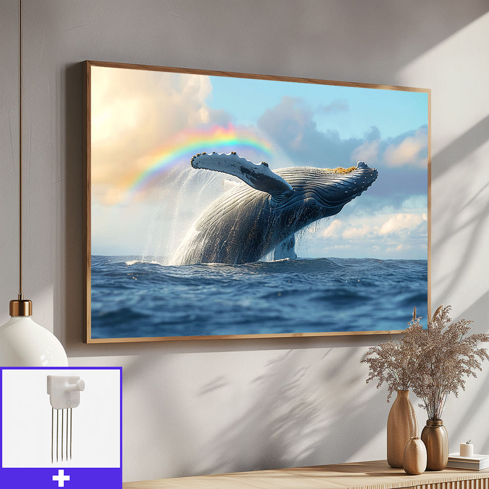 무지개 고래 A1 84.1x59.4cm 무광오크 알루미늄액자 고래그림 - 메인 이미지