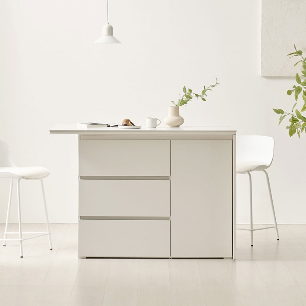 오르세 세라믹 아일랜드식탁 하이 테이블 주방 맘마존 보조 조리대 홈바 1200mm, 화이트(ㄱ자형)