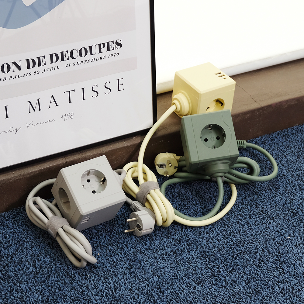 에코너 MT02 큐브 납작 고용량멀티탭 USB C타입충전기 멀티콘센트 1.8m, 옐로우, 1개 - 상세 이미지 3