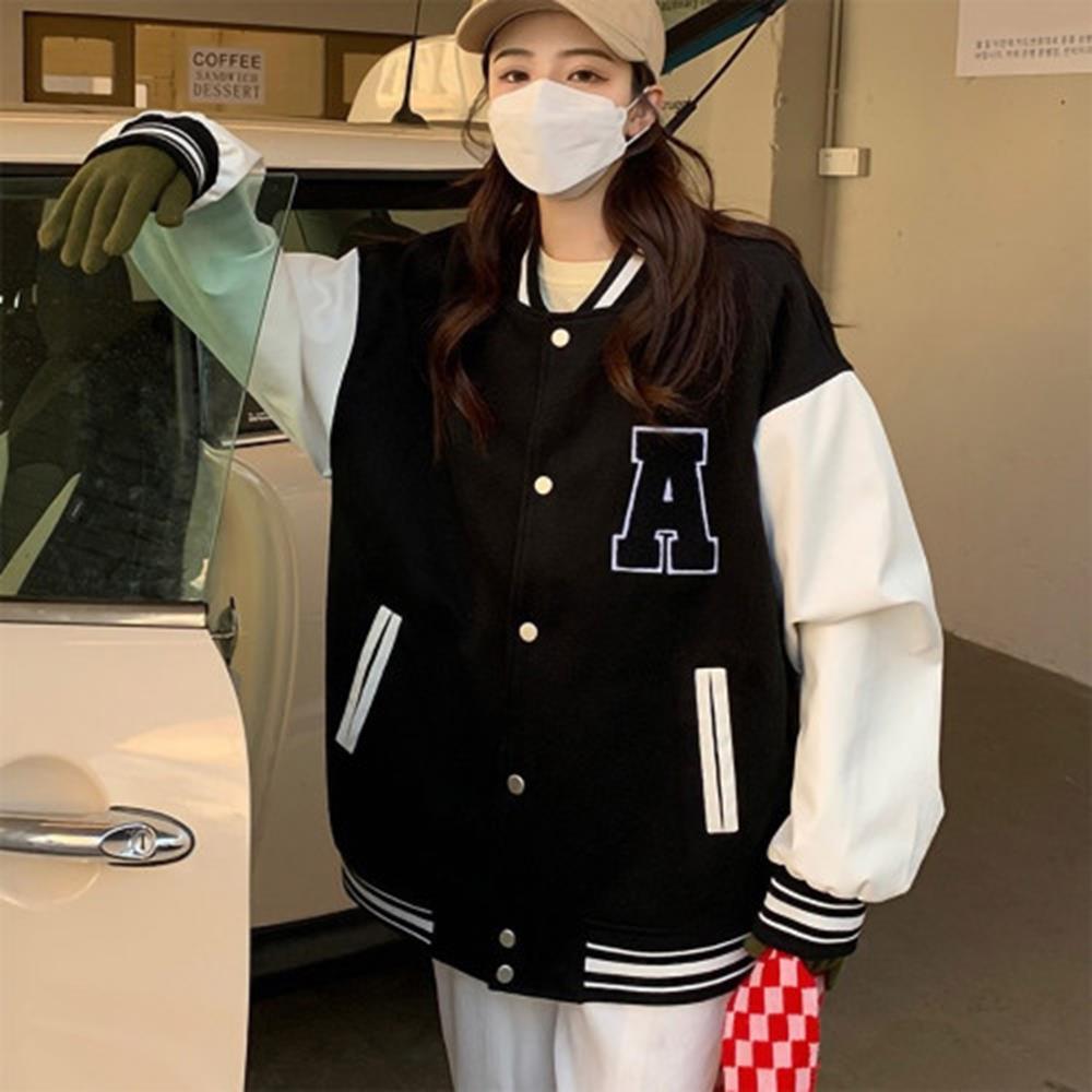 여자 오버핏 스타디움 자켓 봄 야구점퍼 잠바 학잠 여성 학교 보온 : 마마포포