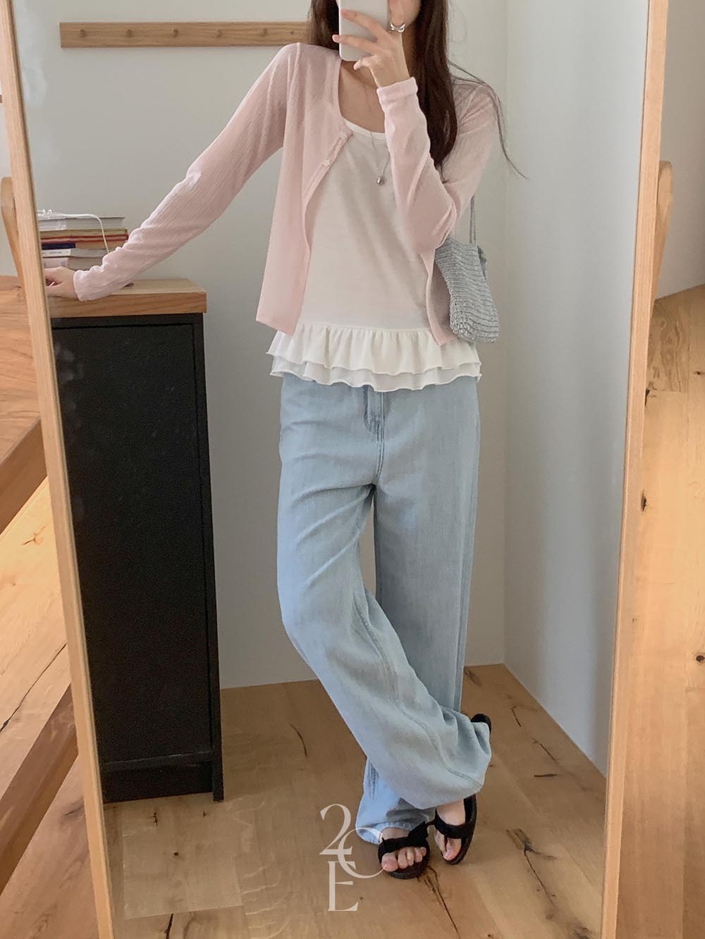 레이지 살안타 슬림 시스루 가디건 (3color) 여름 썸머 긴팔 얇은 오픈 볼레로 - 상세 이미지 3