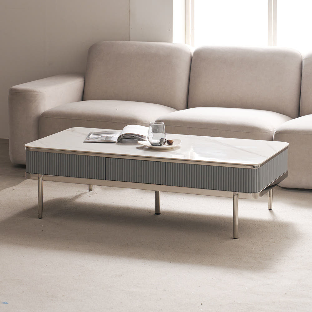 피오코 세라믹 거실 소파 테이블 1200 화이트