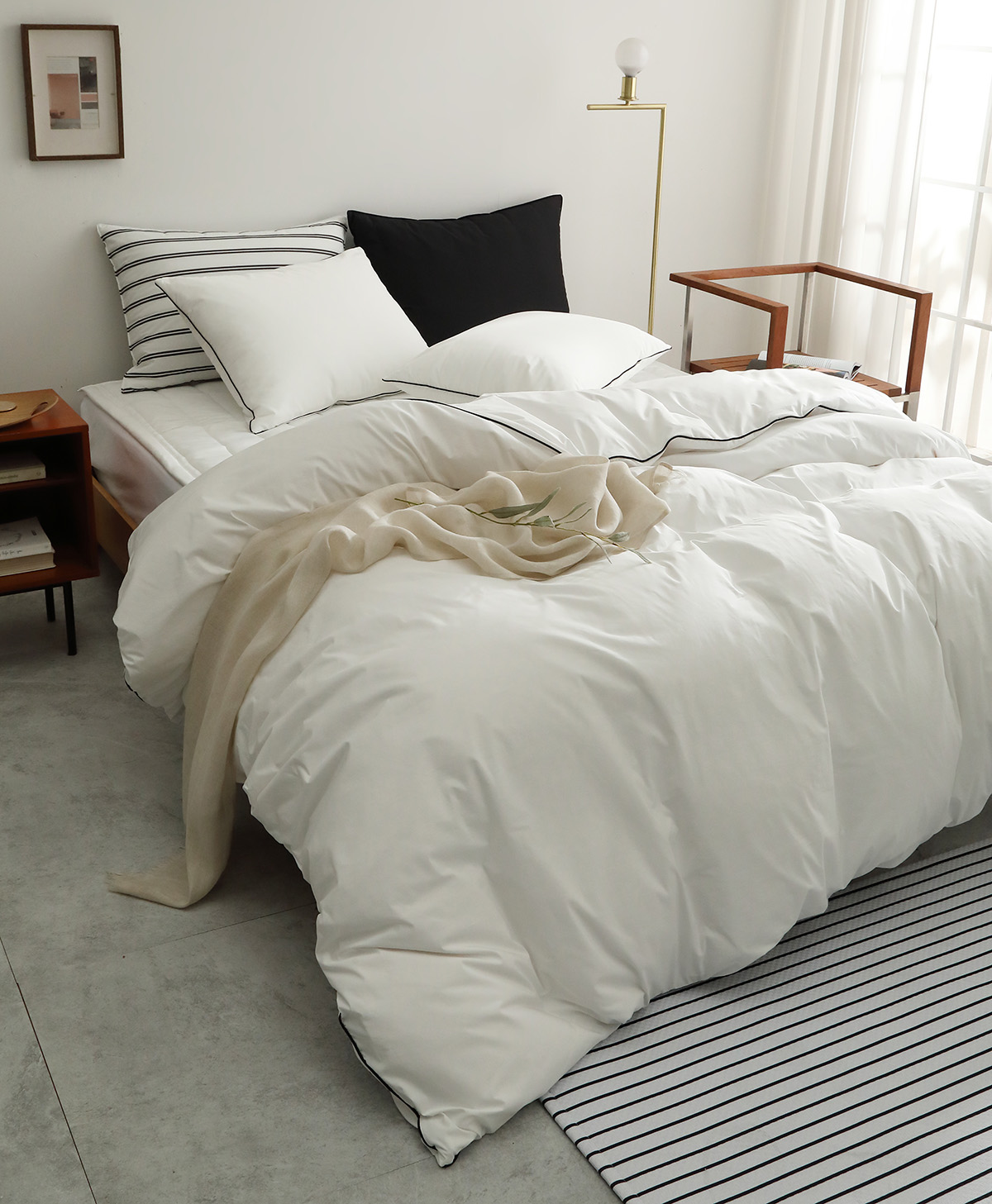 호텔침구 이불세트 코튼 60수 그레이 알러지케어 사계절 라지킹이불 침구세트 K