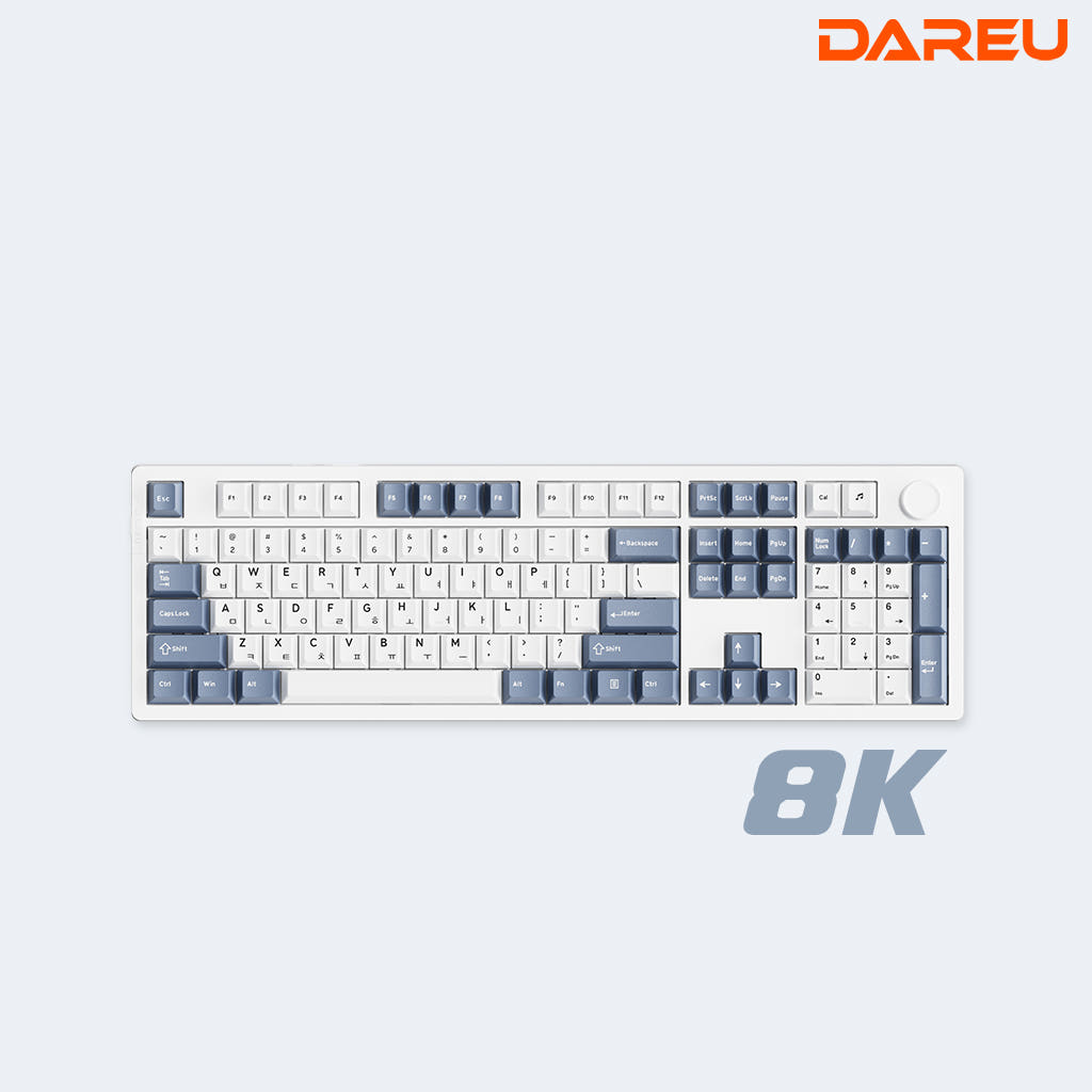 다얼유 EK106 PRO 8K 유선 기계식 게이밍 키보드 화이트, 저소음 머스타드축