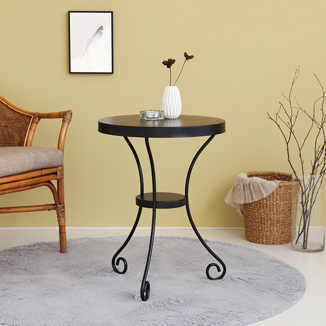 원형 티테이블 2인 거실 베란다 미니 철제 사이드 테이블