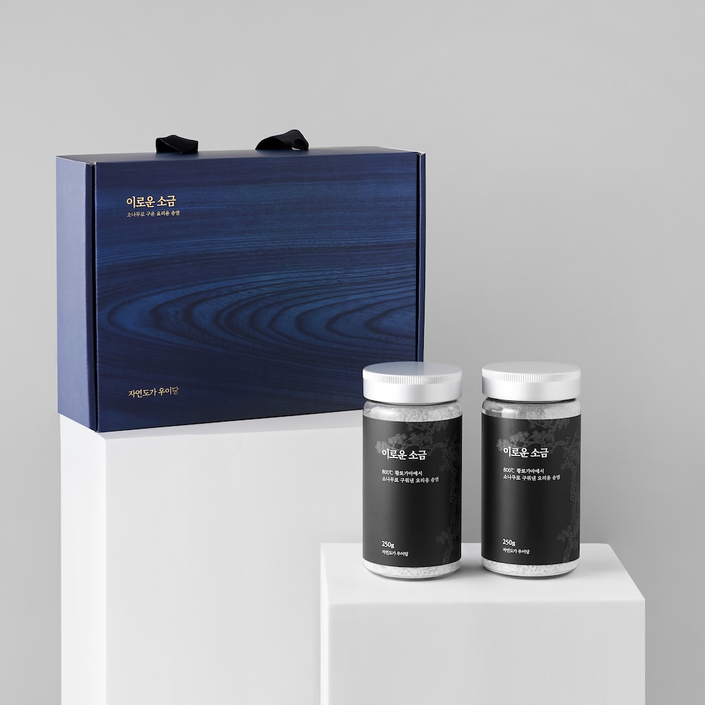 우이당 소나무로 구운 이로운 소금 250g 2개입 선물세트 요리용 - 상품 이미지