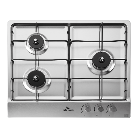 경동 나비엔매직 3구 빌트인 가스쿡탑 매립형 레인지 AC코드식 560 x 480 GRB3203 LNG 실버
