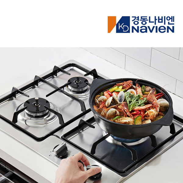 경동 나비엔매직 3구 빌트인 가스쿡탑 매립형 레인지 AC코드식 560 x 440 GRB2003 LPG 실버
