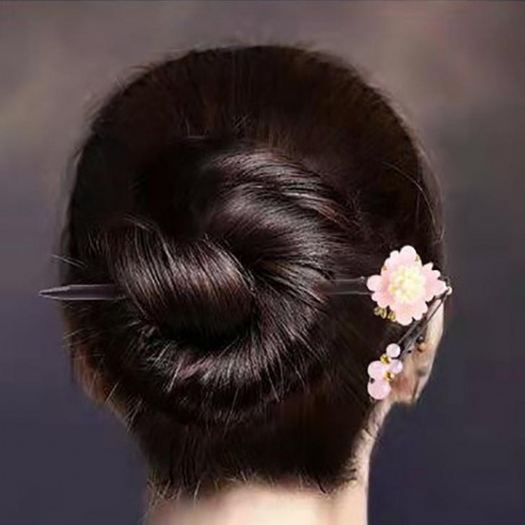 원석 한복 뒷꽂이 헤어 한복소품 고정 긴머리 루체핀 큰헤어핀 꽃 원석헤어핀 한복차림 한복악세사리 : 말랑말랑루비