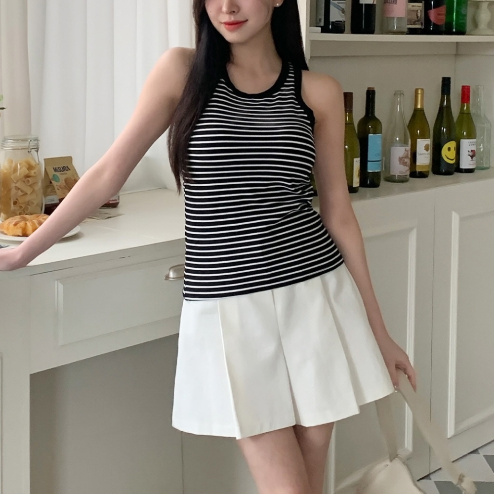 단가라 캡나시 브라탑 런닝형 티셔츠 블랙, FREE(One size) - 상품 이미지