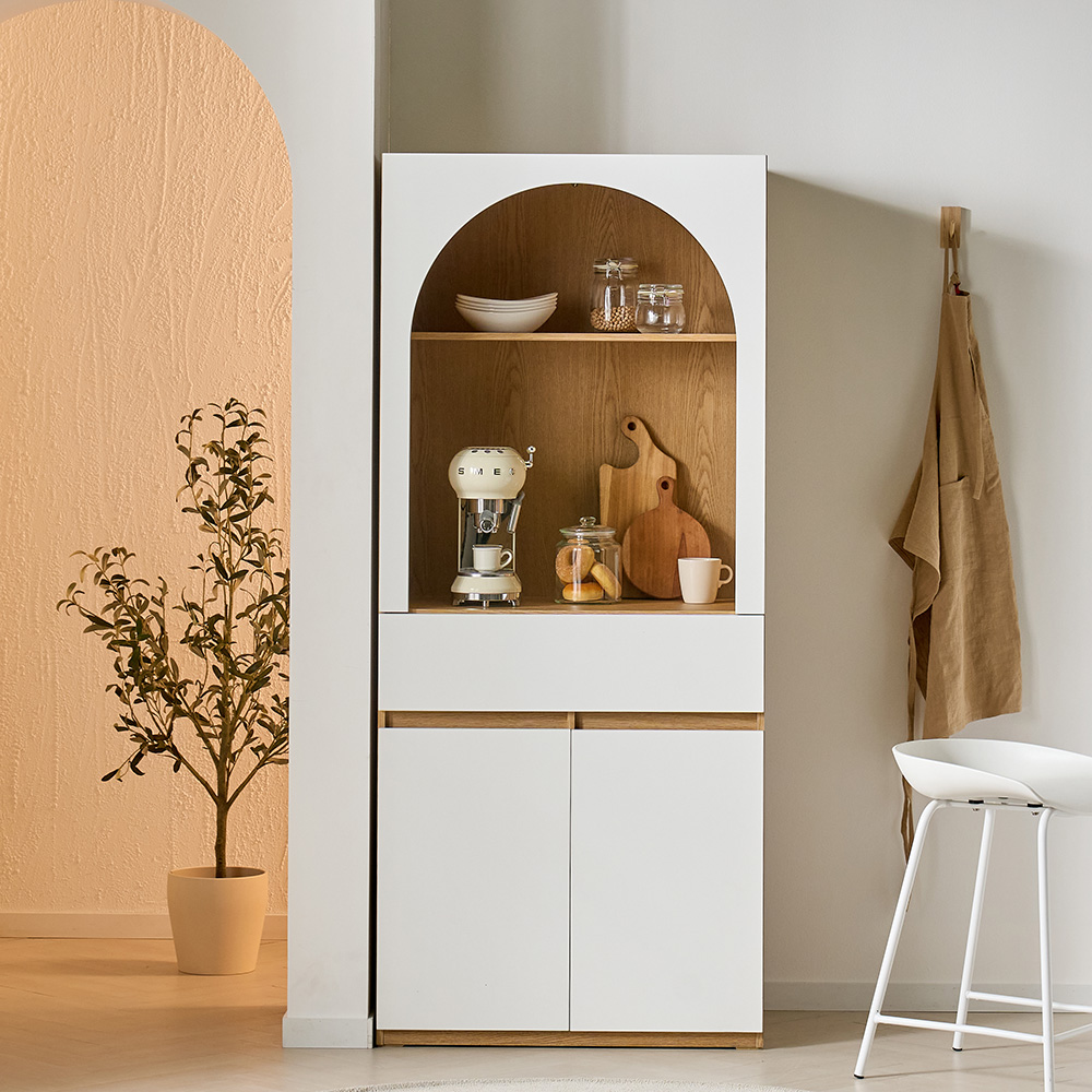 로쏘 아르코 E0 홈바 광파오븐 냉장고장 홈카페장 주방 수납장 800x600x1850mm, 3단, 화이트