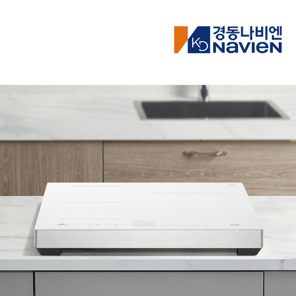 경동 나비엔매직 3구 인덕션 전기레인지 쿡탑 렌지 파워부스트 3400W 8.5cm스탠드, 화이트 ERI4023