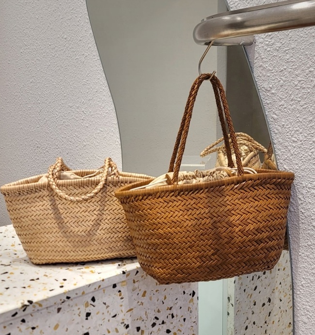 듀오 소가죽 드래곤 토트백 핸드메이드 마르쉐 위빙 왕골 라탄가방