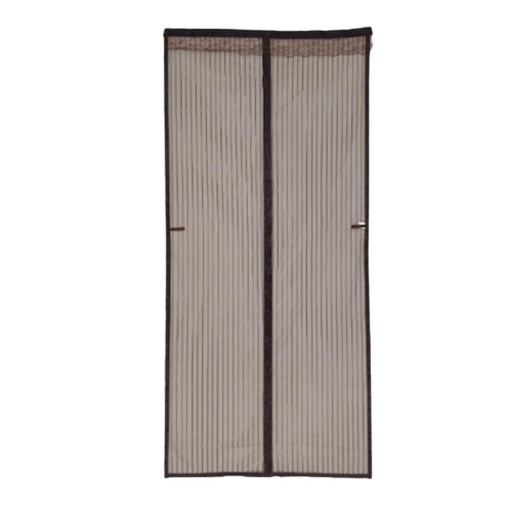 줄무늬 촘촘 방문 출입구 방충망 자석 방충문 후크앤루프 탈착 브라운, 100 X 210cm