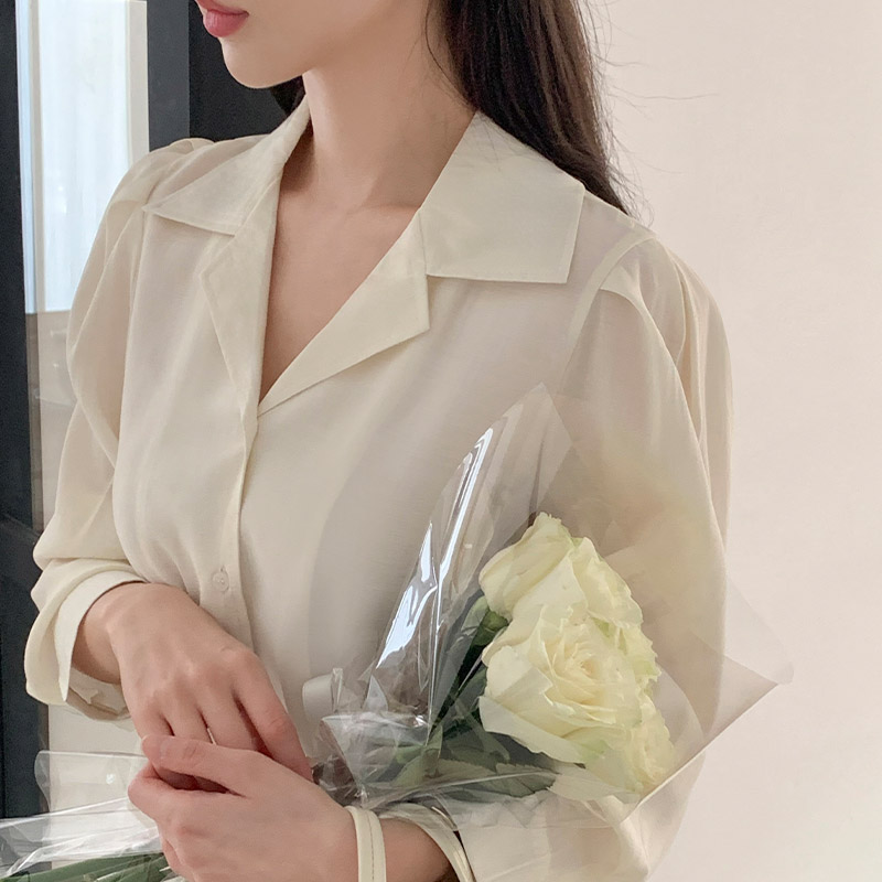 (하객룩) 마들렌 퍼프 카라 긴팔 블라우스 bs8106 - 상세 이미지 5