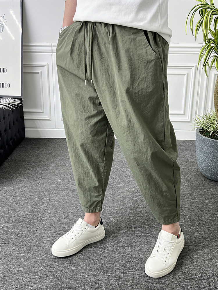 남자 벌룬팬츠 바스락 나일론 밴딩 와이드 배기바지