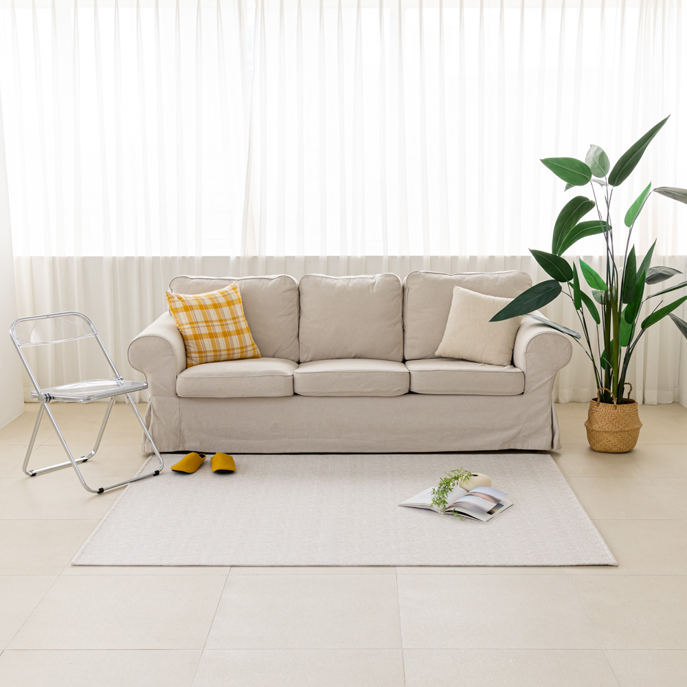 강아지매트 고양이 펫 미끄럼방지 매트 복도 거실 도트 아이보리, 270x200cm